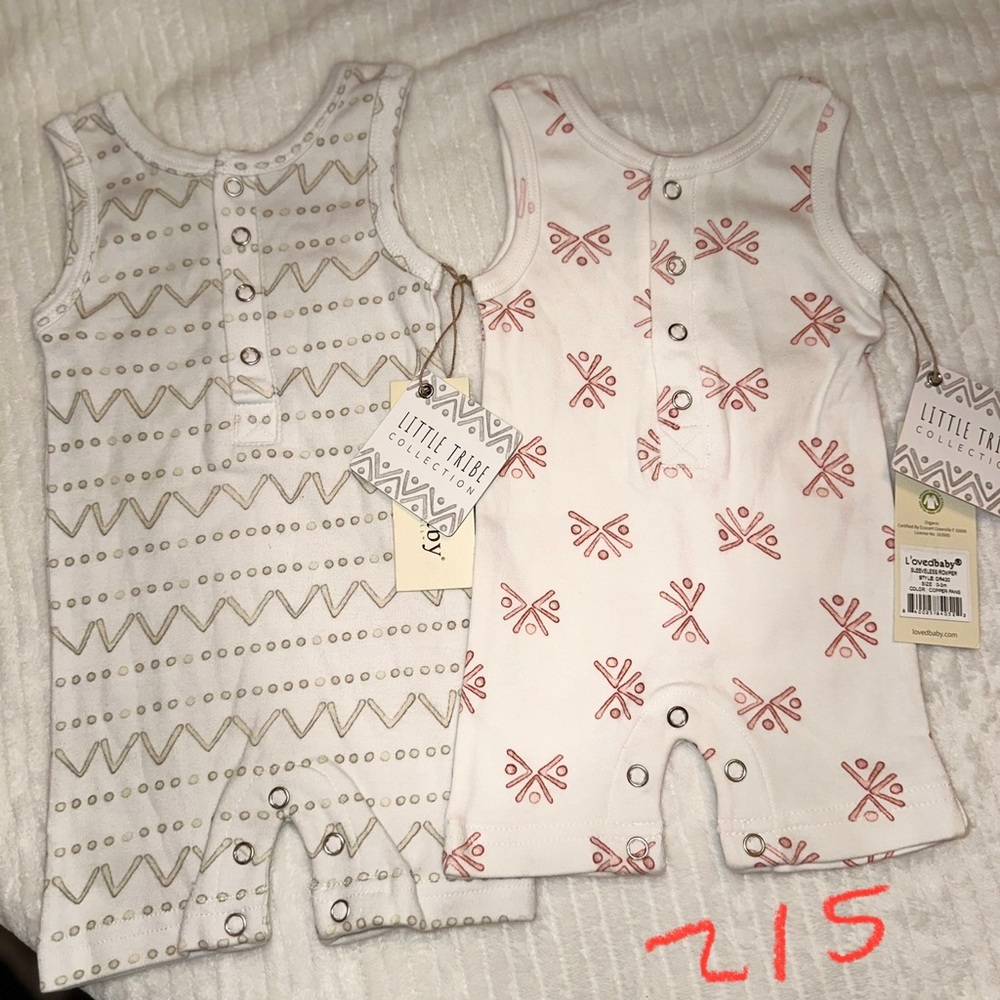 #215 Loved Baby lot of 2 onesies NWT size 0-3 mos